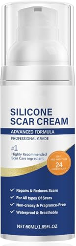 Crema de silicona para cicatrices, gel para cicatrices antiguas y recientes, crema nocturna para eliminar cicatrices de cesárea, abdominoplastia, queloides y estrías, 50 ml