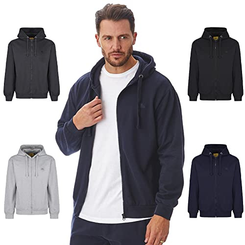 Iron Mountain Sweat à Capuche Homme Zippé Fleece – Hoodie Coton avec Fermeture Éclair et Poche Kangourou, Sweatshirt Workwear Sport et Usage Quotidien (Bleu Marine, XXL)