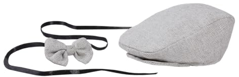 Matissa Set berretto e papillon per neonato, con berretto e papillon, cappello da golf Pageboy (beige), Multicolore
