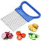 THETAG Zwiebelschneider,Gemuseschneider Maschine Shrendders & Slicer, Tomate, Zwiebel Zitrone Gemüse Slicer Schnitthilfe Halterführung Slicing Cutter Sicher Gabel（Blau）