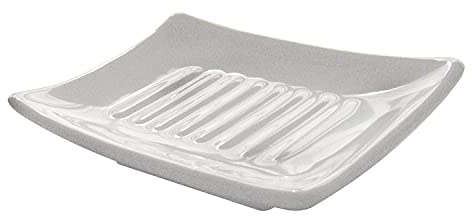Gedy Queenstown Soap Dish, Dimensions and Weight: 2.5 x 11.5 x 8.5 cm & 1.6 kg, Solid Soap Holder Made of Eco-friendly Ceramic, White Finish, R&D Design, 2 Year Warranty
