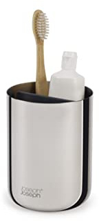 Joseph Joseph EasyStore - Luxe Stainless-steel Toothbrush Holder Caddy Bathroom Storage, Regular- Steel