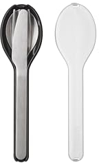 Mepal - Set di Posate 3 Pezzi Ellipse - Set di Posate da Viaggio - Composto da Coltello, Forchetta e Cucchiaio - Set di Posate con Custodia da Viaggio - Acciaio Inossidabile - Nordic Black,