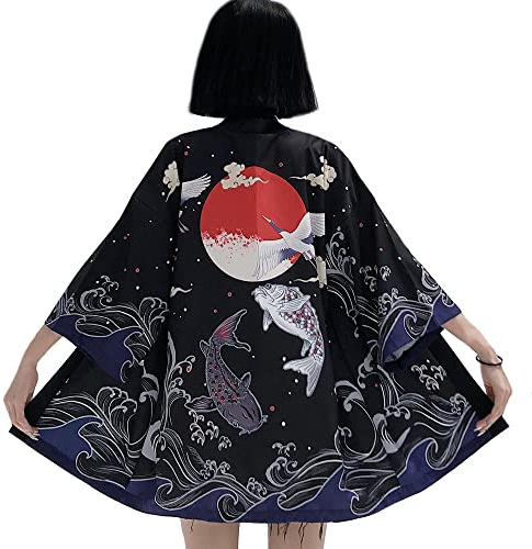 YM YOUMU Kimono giapponese da donna, cardigan, cappotto Yukata, soprabito, top vintage in stile giapponese, taglia unica