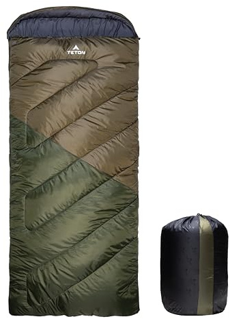 Teton Celsius XXL 0F Degree Sleeping Bag, Cold-Weather Sleeping Bag for Adults, Camping Made Easy….and Warm. Stuff Sack Included, Ivy