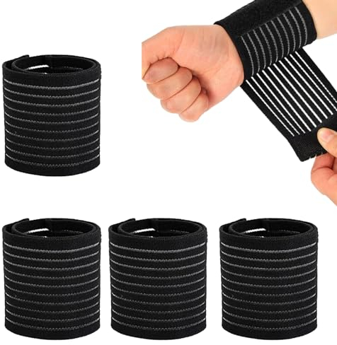 Eniyou 4 Stück Handgelenk Bandagen Handgelenkbandage Handbandage Hand-gelenk Atmungsaktives Bandage Handgelenk mit Elastischen Hand-gelenk Ban-dagen für Sport Tennis Männer Frauen Spandex 40cm