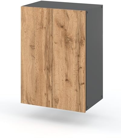 MRBLS Badezimmerschrank (Grau Mat -Wotan) – Badezimmerschränke - Hängeschrank Für Badezimmer - Weiß Badezimmerschrank Hängend - Schrank Badezimmer - Wandschrank Badezimmer - 40 x 60 x 25 cm (B/H/T)