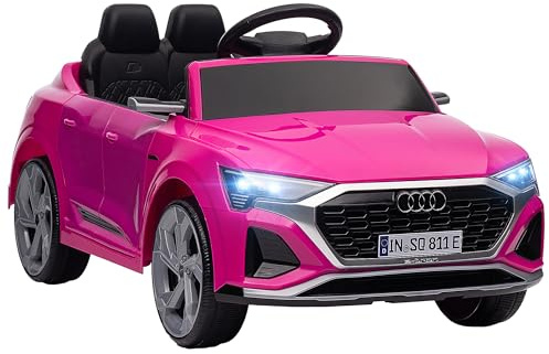 Qaba Audi Q8 e-tron Sportback Licensed 12V Kids Ride on Car, Battery Powered Kids Electric Car with Remote Control, 4 Spring Suspension Wheels, Soft Start, LED Headlights, Music Horn, Pink