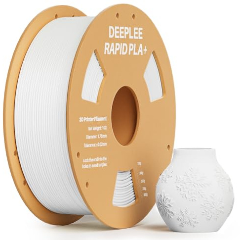 DEEPLEE Rapid PLA Plus Filament 1.75mm White 1kg, High Speed 3D Printer Filament Up to 600mm/s, PLA+ 3D Printing Material Fits Most FDM 3D Printers