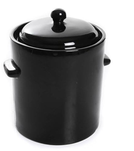 Gärtopf Sauerkrauttopf Steinzeugtopf Keramikfass Tontopf mit Deckel Einlegetopf Steingut Hermetisch Gurkentopf Schwarz 2,5L