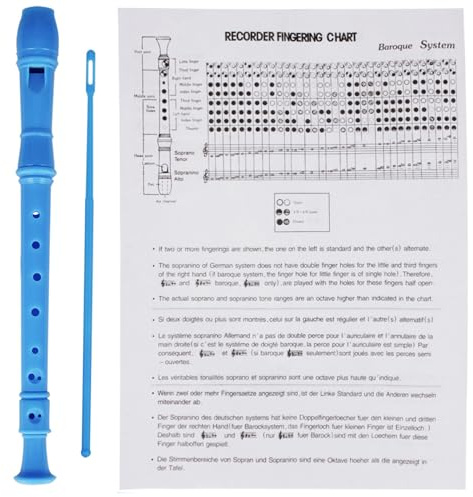 träblåsinstrument 8-håls nybörjarflöjt med stång Sopranblockflöjt Klarinett Tysk diskantflöjt träblåsinstrument(Blue)