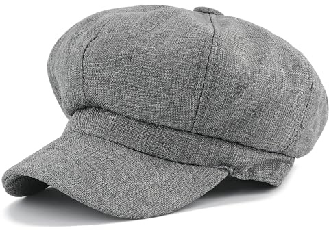 PivotWing Cappello Donna Traspirante Confortevole Cappellino Donna con Visiera Cappello con Visiera Vintage Berretto Basco Cotone Lino Cappelli Elegante Morbido Casual Basco Newsboy, Grigio 56