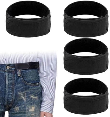 JTENGYAO 4Pcs No Buckle Belts for Men,Elastic Waist Belt for Men, Adjustable Invisible Stretch Side Waist Buckless Belt,Suit for Walking,Work,Home,Traveling,Jeans Pants,Convenience Belt(Black)