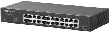 Mercusys TP-Link MS124GS Switch Gigabit 24 Porte, Montaggio Desktop o Rack, Plug & Play, Priorità del Traffico, Prevenzione Loop, Modalità di Isolamento, Funzionamento Silenzioso, Case in Metallo