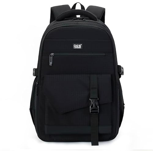 D&S London The Holborn Classic Backpack – Black | Waterproof Laptop Backpack 15.6 Inch | Premium Work, Travel & School Rucksack | Spacious, Durable, Cabin-Ready Carry-On Bag for Men & Women