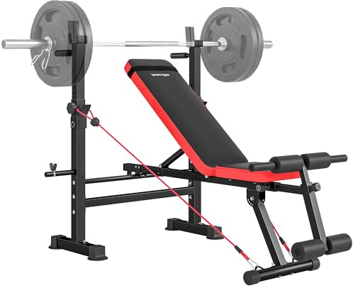 SPORTNOW 420KG Weight Bench with Adjustable Bench Press Rack and Dip Station, Heavy Duty Flat or Incline Workout Bench for Home Gym Full Body Strength Training