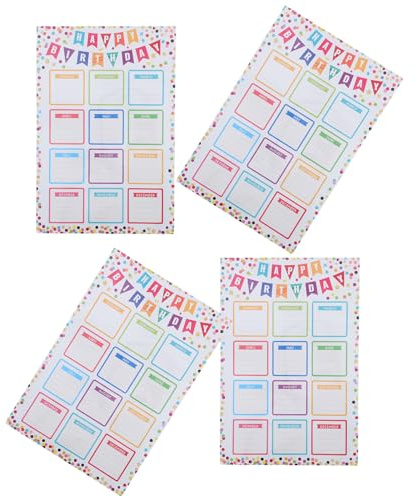 PLAFOPE 4 Affiches Calendrier d'Anniversaires Classe – Décorations Murales Réutilisables en Papier Résistant – Format 4 Feuilles – Tableau d'Anniversaires Interactif pour Enseignants et