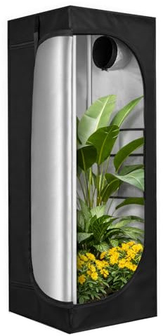 Grow Tent 40 x 40 x 120 cm Indoor Plant Growing Tent with Reflective Lining & Blackout Fabric, Observation Window, Sturdy Metal Frame & Multi Vent Ports For Seedlings Home Gardening 16 x 16 x 47.5