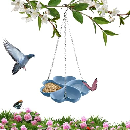 Petite mangeoire à oiseaux, bol de nourriture en forme de pétales, plateau de nourriture décoratif pour colibri – pour balcon, clôture, porche, terrasse, extérieur, jardin, cour, appartement