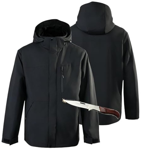 Flexibel sticksäker jacka 3XL | Skär- och knivsäker kappa med huva, taktisk jacka, personlig säkerhetsutrustning mot skärskador och stickskador
