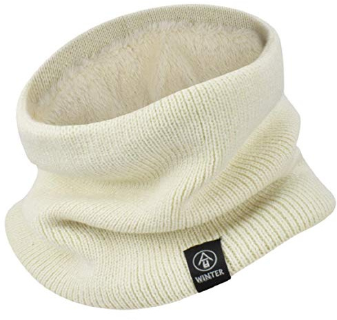 Yuson Girl Unisexo Invierno Bufanda Tubular Cuello de Punto Térmica con Forro Polar Pasamontañas Calentador Braga de Cuello Cálido Hombre Mujer para Running Esqui Ciclismo Snowboard(Beige)