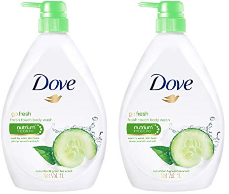 Dove Go Fresh Nourishing Body Wash, Cucumber and Green - 33.8 Fl Oz / 1L x 2 Pack