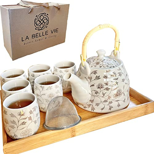 La Belle Vie 6-Pc Japanese White Porcelain Tea Set