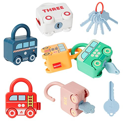 Ainiv Juguetes de práctica de número de emparejamiento de desbloqueo de Llave para niños, Kits educativos Montessori de Aprendizaje pariado, ayudas