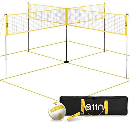 A11N 4-Way Volleyball and Badminton Net - Backyard & Beach Game Set for Adults and Kids