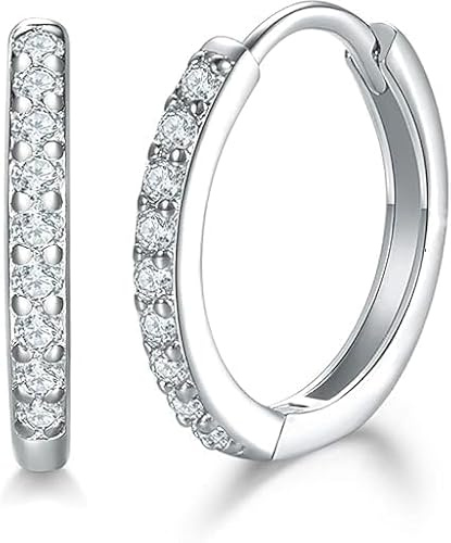 Silver Hoop Earrings, 13mm Hypoallergenic Huggie Small for Women Girls, Sleepers Hoop Earrings (Silver)