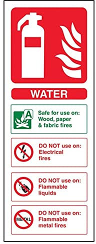 Panneau de sécurité refermable pour extincteur d'eau 75 x 200 mm