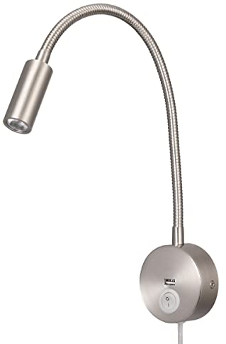 Ritona Wandleselampe Ladegerät USB-Ladeanschluss Touch-Schalter LED 3W Warmweiß 3000K 110-240V AC-Eingang EU-Steckerkabel Matt Weiß (Nickel USB Rocker Switch)