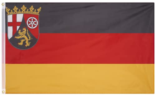 MUWO Flagga 16 tyska förbundsländer + Mallorca 90 x 150 cm, dubbelsidig trädgårdsflagga, väderbeständig fanflagga, polyester landsflagga Tyskland, med metallöljetter (Rheinland-Pfalz)