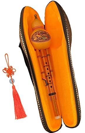 perfeclan Instrumento de Flauta Hulusi, Flauta de Cucurbitáceas con Estuche de Bolsa de Almacenamiento, Instrumento de Viento Hulusi Chino, Llave C para Niños,