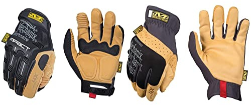 Mechanix Wear: Material4X M-Pact Arbeitshandschuhe aus Kunstleder – Aufprallschutz, absorbiert Vibrationen (Klein, braun/schwarz) & Wear Material4X® FastFit® Handschuhe (Small, Braun/Schwarz)