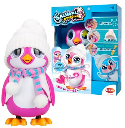 Bizak Rettet den rosa Pinguin, interaktives Haustier für Jungen und Mädchen, mit Unboxing und Reinigungserfahrung, kümmert Sich um Seine Bedürfnisse und hält ihn glücklich (62008650)