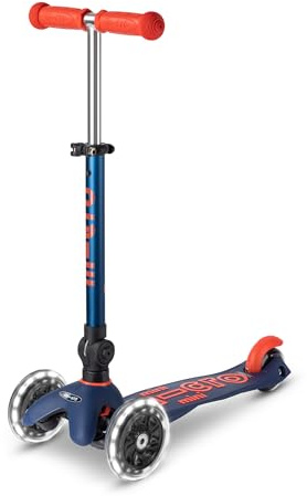 Micro Kickboard | Mini Foldable LED Kids Scooter for Ages 2-5 | Children up to 110 lbs | 3 Wheel Lean-to-Steer Design | Adjustable T Bar | Smooth Ride, Motion-Activated PU LED Wheels | Swiss Design