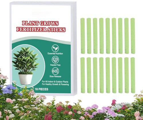 Joberio Bastoncini fertilizzanti per piante da interno, Bastoncini fertilizzanti per piante da esterno - Bastoncini per alimenti per piante da giardino - 18 bastoncini di fertilizzante per alimenti