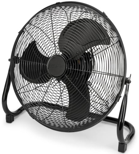 Proficare Brasseur d'air design 45 cm PC-VL3066WM Noir - Machine à vent XL silencieuse avec 3 niveaux de vitesse, grille métallique, base stable, 100W, angle réglable