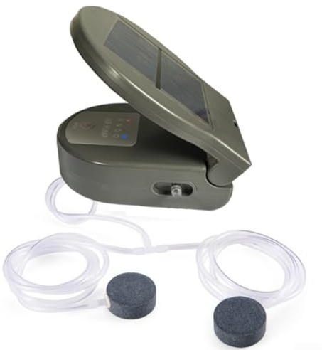 Solare multifunzionale per pompa di ossigeno per laghetto con batteria integrata e ricarica USB, per aeratore per laghetto per acquari e fornitura di ossigeno per pesci all'aperto (grigio 2600 MAH)