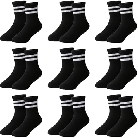 Moitiy 9 par strumpor, pojkar, barn, tennisstrumpor, barn, barnstrumpor, pojkar, flickor, elastisk bomull, unisex, strumpor