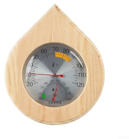 Zoegneer Thermomètre et hygromètre de sauna en bois, design mural résistant à la chaleur pour température 20-120°C et humidité 10-100%, grand écran facile à lire pour la maison