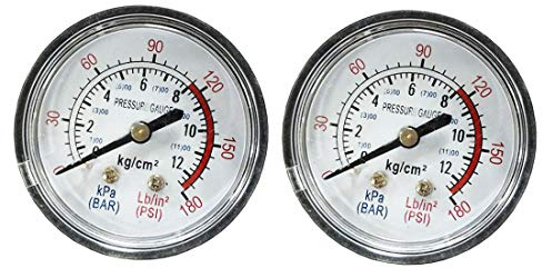 LDEXIN 0~180PSI Utility Air Pressure Gauge Fittings Connection for Air Compressor Water Oil Gas, 7/16 / 11mm Thread Diameter Center Back Mount