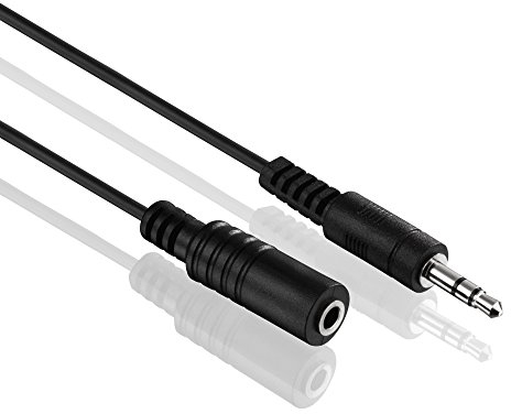 conecto CC50492 Klinkenkabel Audio Stereo Aux Klinken Verlängerungskabel 3,5mm Klinke Stecker auf 3,5mm Klinke Buchse Ultraslim-Design 10,00m schwarz