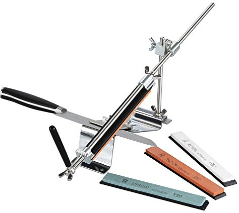 Kit de afilador de cuchillos profesional, afilador de ángulo fijo, juego de herramientas de afilar cocina, con 4 piedras de afilar (120 #, 320 #, 600 #, 1500 #)