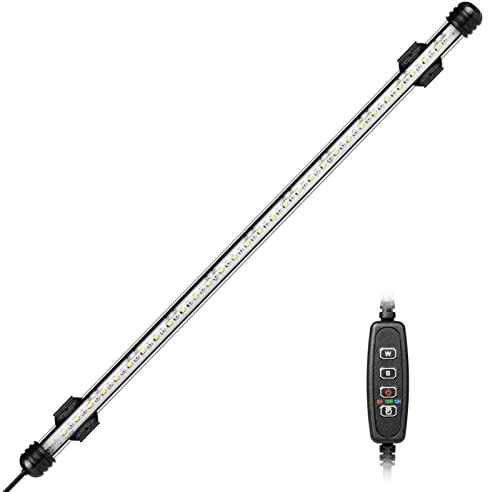 IREENUO Aquarium Light, Submersible Fish Tank Light with Auto Off Timer, Blue and White Color Changing Underwater LED Lighting for 50-70 cm Tanks
