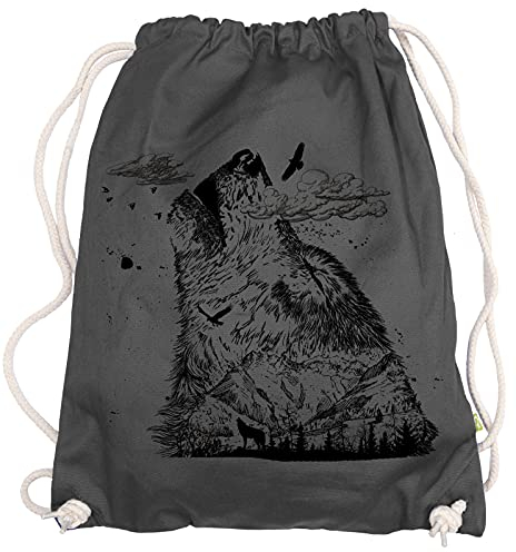 Ma2ca® - Wolf Mountain Berge Gymsac Turnbeutel - Stoffbeutel Tasche Hipster Sportbeutel Rucksack Bedruckt
