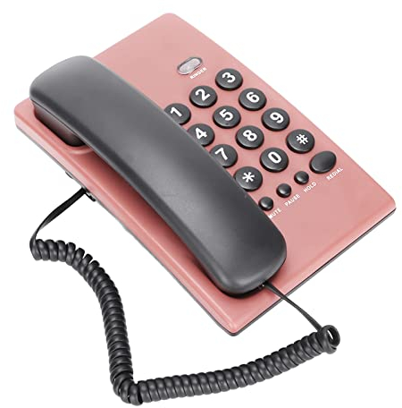 Yunseity Telefono con Filo, Telefono Fisso da Tavolo, Senza Batteria, Colore Unico, Telefoni Fissi per Casa D'ufficio per la Casa(Rosa)