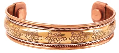 Touchstone handgjort koppararmband handsmidd med solid och hög mätare tibetansk stil graverad manschett smycken för kvinnor män, 15.24 centimeters, Koppar och mässing, Ingen ädelsten