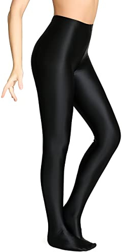 SOFSOT Plus Size 200D lucido Footed Shiny Tights Pilates Yoga Pants Leggings a vita alta